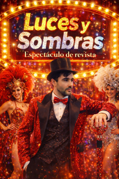 Un espectáculo teatral con artistas en trajes brillantes y un presentador elegante.